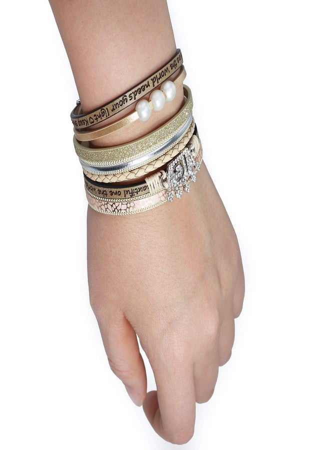 Suyi Sweet 16th Birthday Gifts for Women Leather Wrap Bracelet Multilayer Magnetic Buckle Bracelet 16th - Image 4
