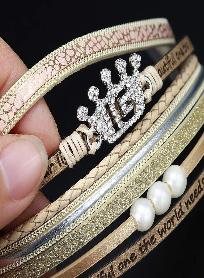 Suyi Sweet 16th Birthday Gifts for Women Leather Wrap Bracelet Multilayer Magnetic Buckle Bracelet 16th - Image 5