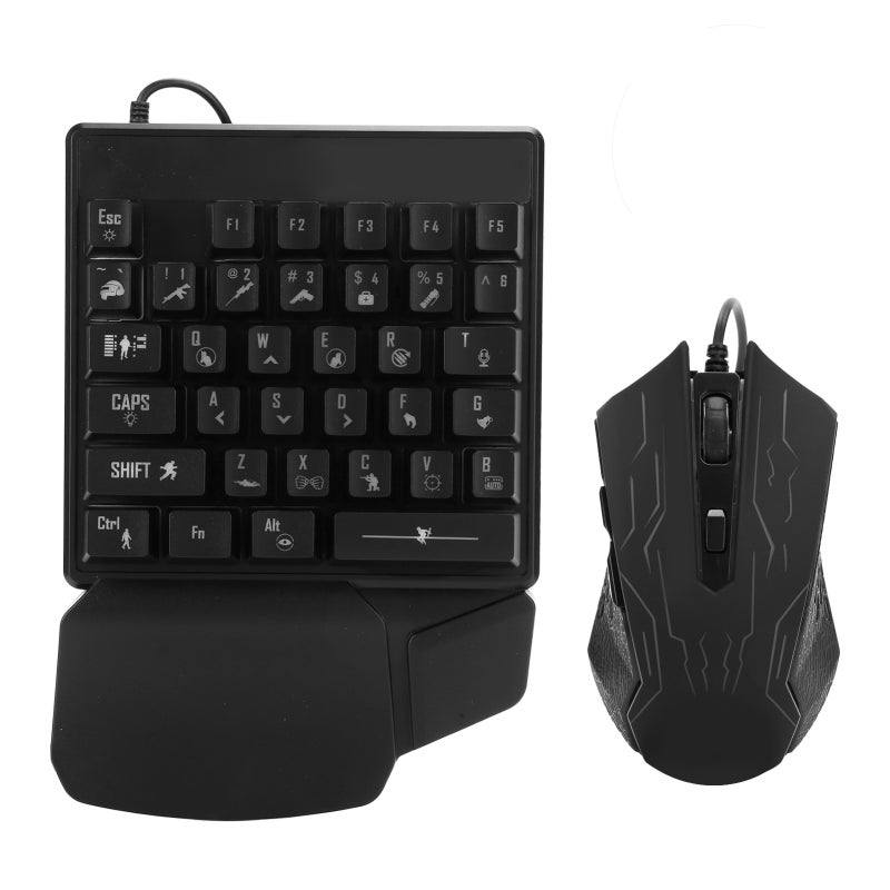 GINWFEIY One-Handed Keyboard Mouse Set 35-Key USB Ergonomic Hand Rest - Powerful Adaptation Function Gaming Keyboard for Game Lovers - Image 1