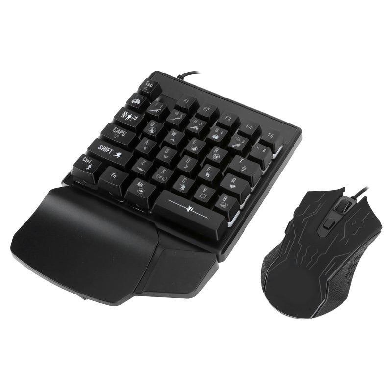 GINWFEIY One-Handed Keyboard Mouse Set 35-Key USB Ergonomic Hand Rest - Powerful Adaptation Function Gaming Keyboard for Game Lovers - Image 5