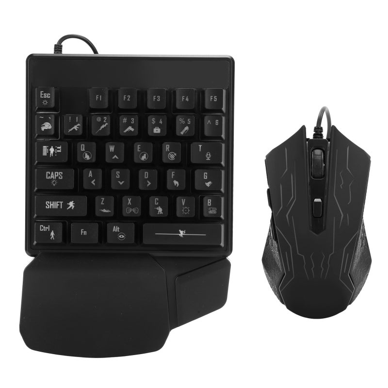 GINWFEIY One-Handed Keyboard Mouse Set 35-Key USB Ergonomic Hand Rest - Powerful Adaptation Function Gaming Keyboard for Game Lovers - Image 2