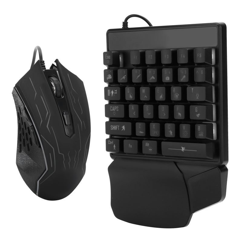 GINWFEIY One-Handed Keyboard Mouse Set 35-Key USB Ergonomic Hand Rest - Powerful Adaptation Function Gaming Keyboard for Game Lovers - Image 3