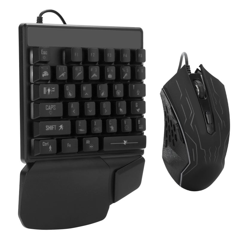 GINWFEIY One-Handed Keyboard Mouse Set 35-Key USB Ergonomic Hand Rest - Powerful Adaptation Function Gaming Keyboard for Game Lovers - Image 4