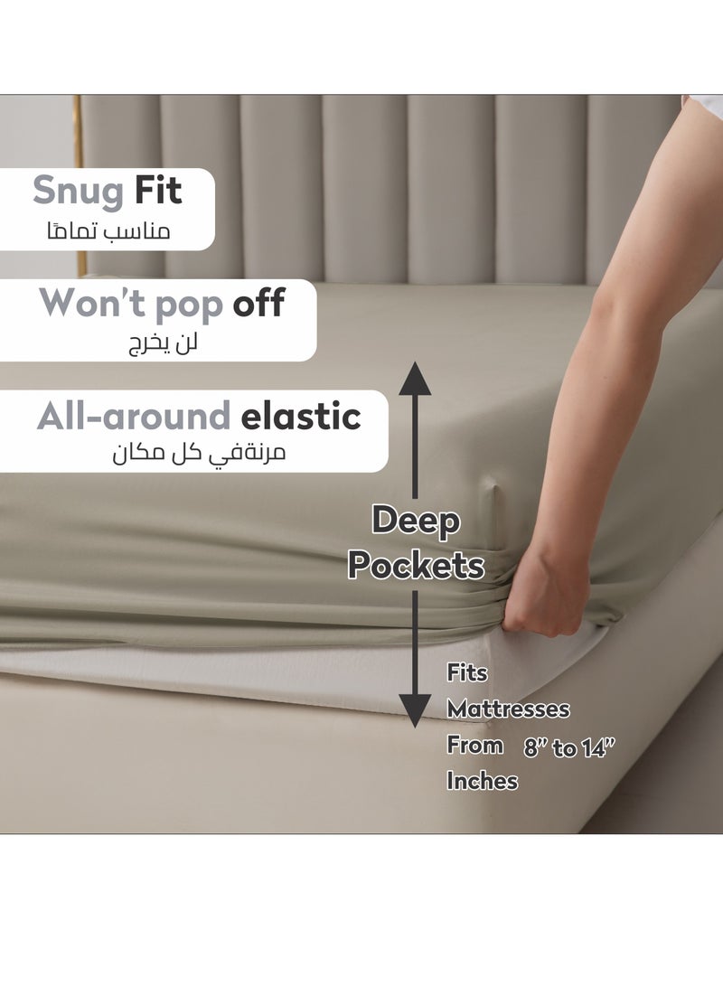 دوناتيلا طقم شرشف مطاط 3 قطع مزدوج 200×203 سم 35 سم فائق النعومة لون بنفسجي فاتح  - Image 2