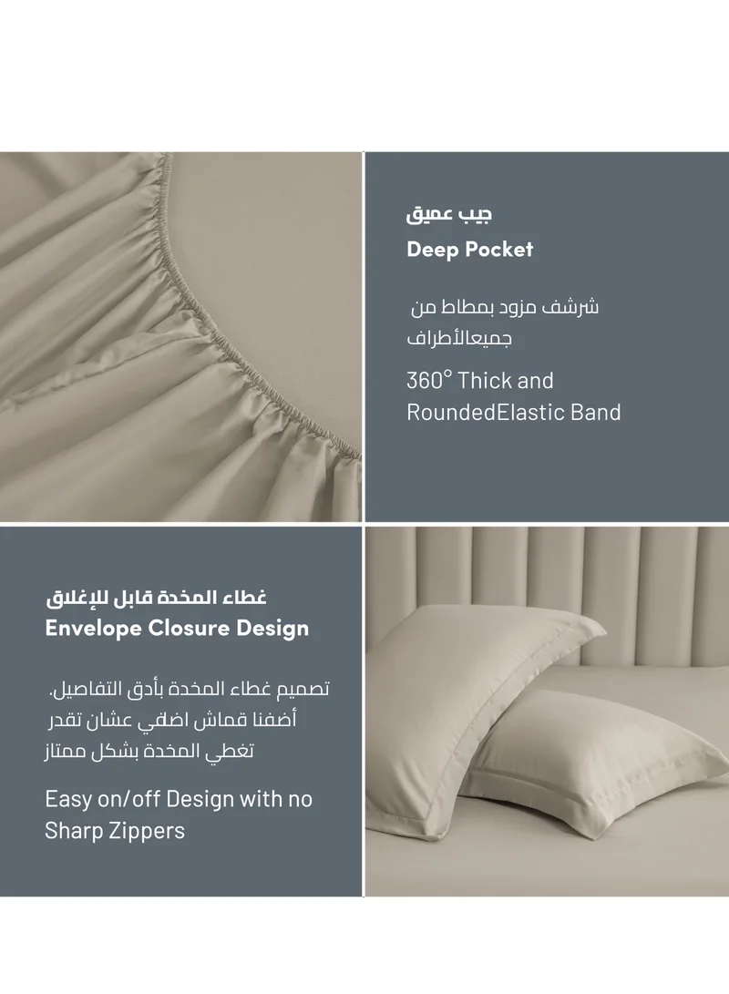 Donetella Bedding Fitted Sheet - Fits 180x200 Cm For King Bed - 3 Pcs (1 Fitted Sheet and 2 Pillowcases) - 35 Cm Deep Pocket - Solid Bed Sheet