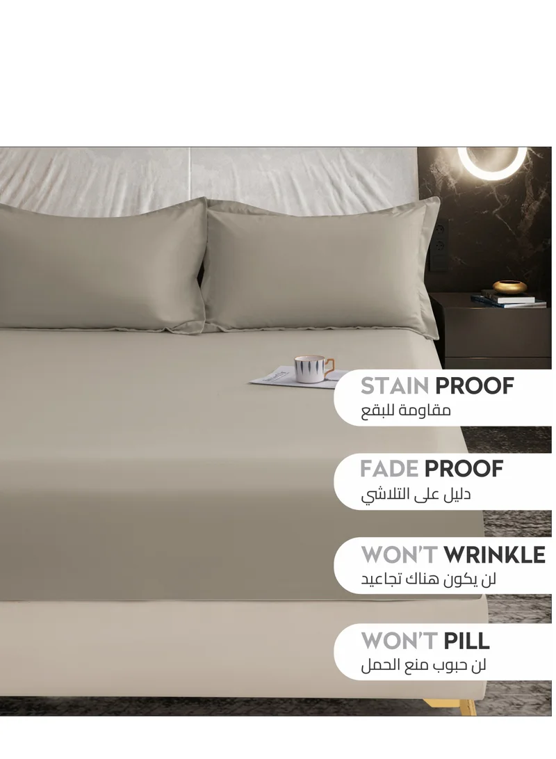 Donetella Bedding Fitted Sheet - Fits 180x200 Cm For King Bed - 3 Pcs (1 Fitted Sheet and 2 Pillowcases) - 35 Cm Deep Pocket - Solid Bed Sheet