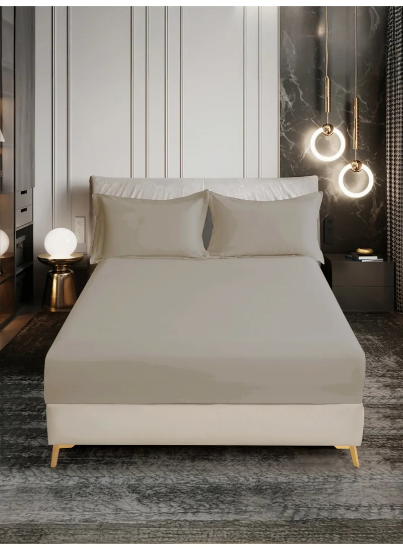 Donetella Bedding Fitted Sheet - Fits 180x200 Cm For King Bed - 3 Pcs (1 Fitted Sheet and 2 Pillowcases) - 35 Cm Deep Pocket - Solid Bed Sheet