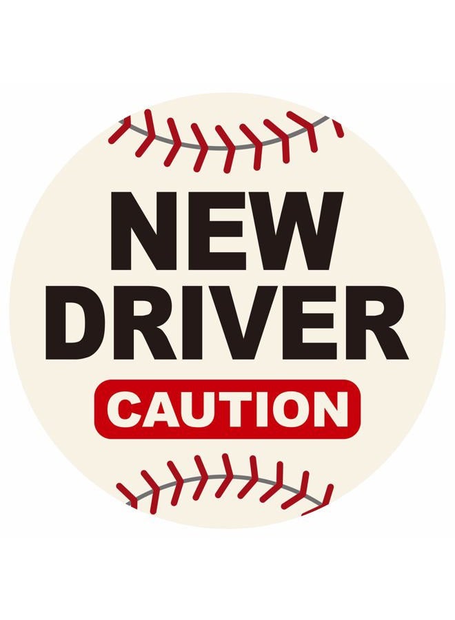 GEEKBEAR New Driver Car Magnet - Colorful, Reflective, Weather-Resistant - Circular 4.7 x 4.7 in (Navy/Blue) - Image 1
