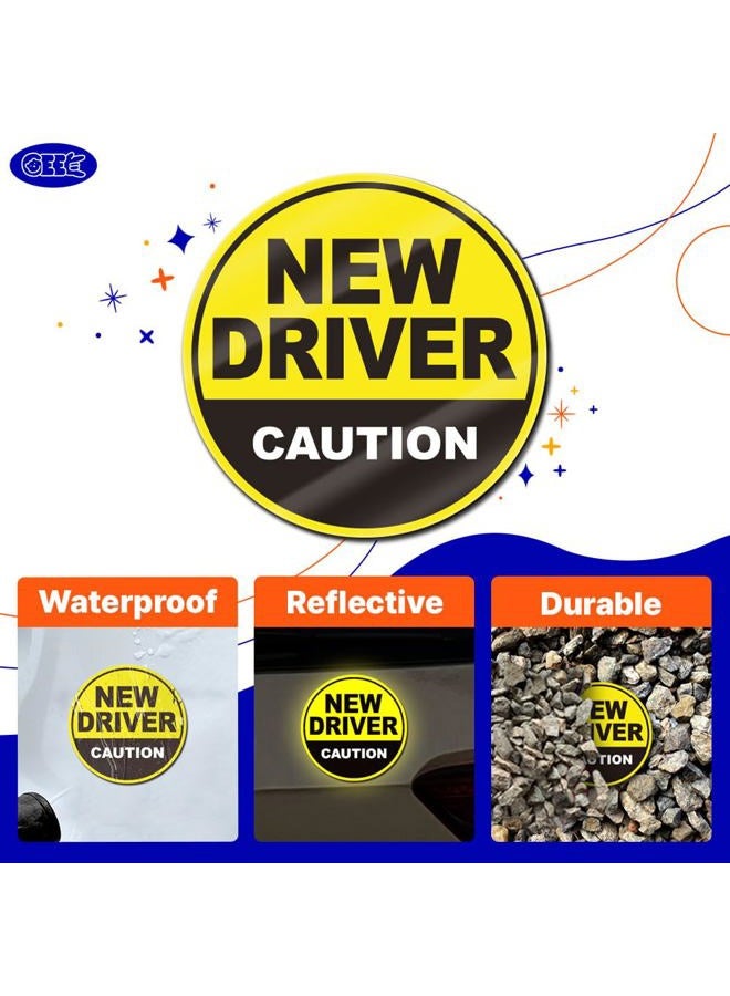 GEEKBEAR New Driver Car Magnet - Colorful, Reflective, Weather-Resistant - Circular 4.7 x 4.7 in (Navy/Blue) - Image 4