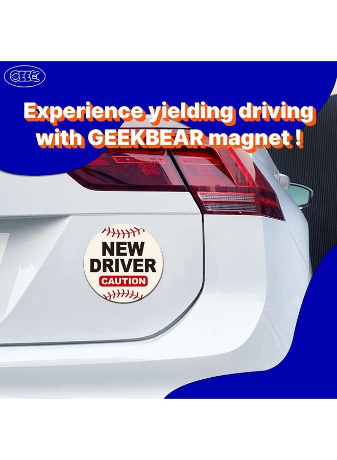 GEEKBEAR New Driver Car Magnet - Colorful, Reflective, Weather-Resistant - Circular 4.7 x 4.7 in (Navy/Blue) - Image 2