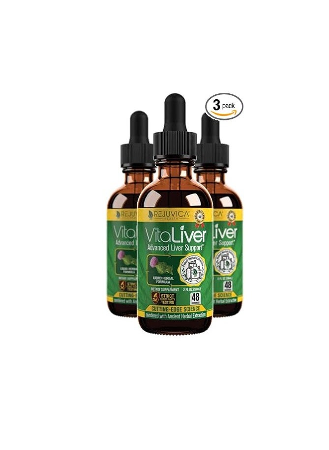 Rejuvica Health - VitaLiver Support Liver Cleanse and Detox Liquid Delivery Absorption 2fl oz pack of 3 - Image 1