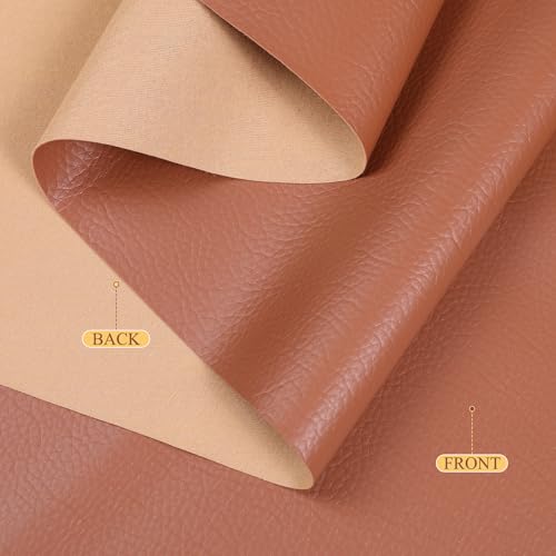 Konelia Faux Leather Fabric, 55" Wide Upholstery Fabric by The Yard Marine Vinyl Fabric Outdoor Pu Leather Waterproof Sheets Fabric for Crafts Sewings Sofa Wallets Handbag Earrings Bows 2 Yard Brown - Image 4