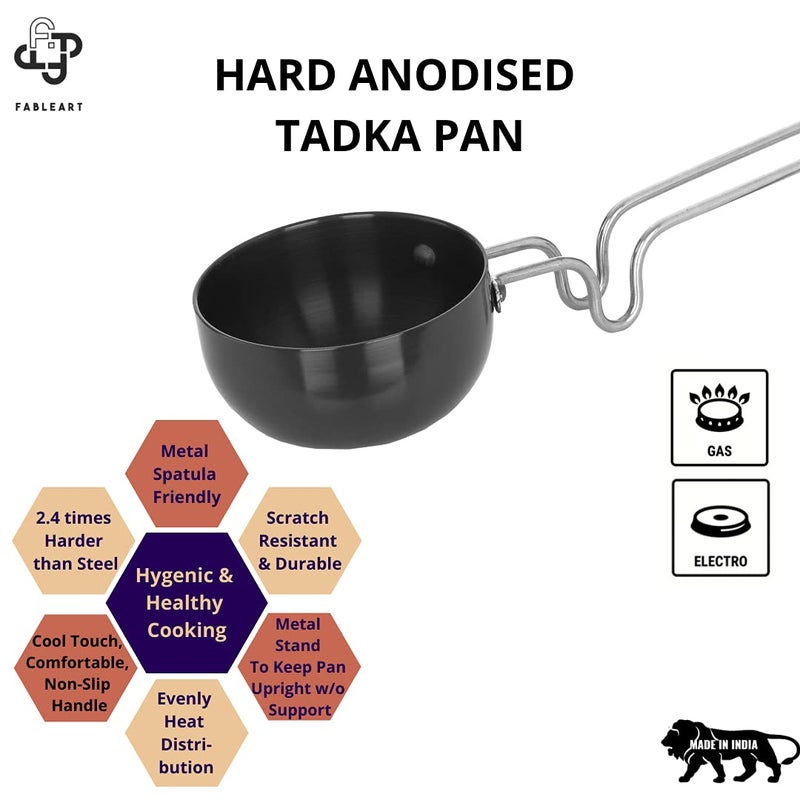 Fableart Hard Anodised Tadka Pan; 300 ml Capacity; Hassle-Free Non-Stick Tadka Maker for Daily Kitchen & Cooking Usage - Image 3