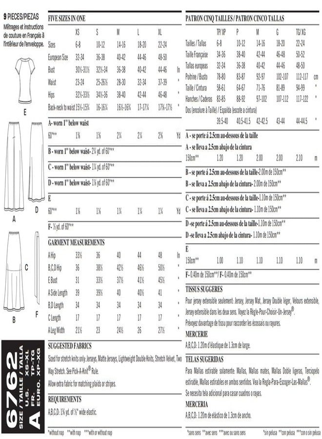 NEW LOOK Simplicity U06762A New Look Easy to Sew Misses' Tops, Pants, and Skirts Sewing Pattern Kit, Code 6762, Sizes XS-XL - Image 2