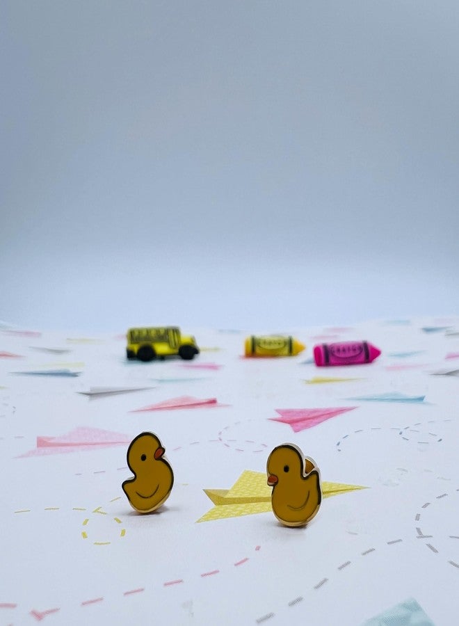 Mall of Style Duck Earrings for Women - Rubber Ducky Jewelry - Animal Screw Back Studs (Duck) - Image 5