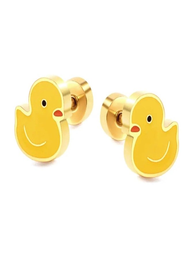 Mall of Style Duck Earrings for Women - Rubber Ducky Jewelry - Animal Screw Back Studs (Duck) - Image 1