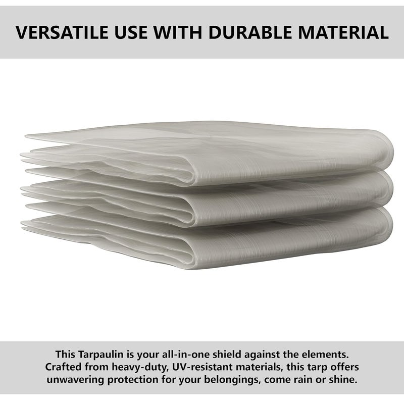 Kuber Industries Kuber Industries Pack of 2 Tirpal 12x15 Feet Waterproof Tarpaulin Sheet 120 GSM Tadpatri Tharpai EcoFriendly Tent Tirpal Thadika Thappi Lightweight Premium Tirpal White - Image 2