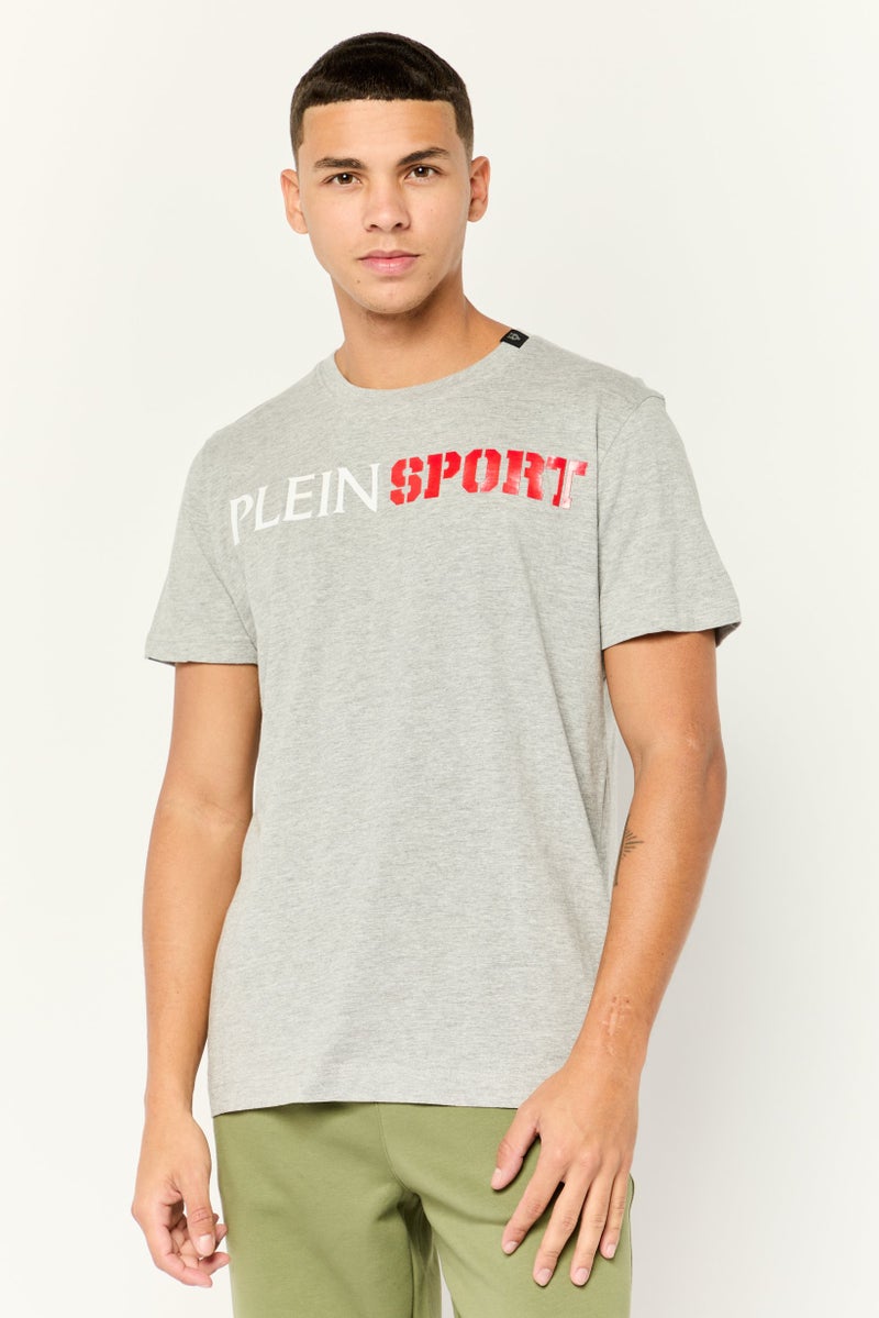 PHILIPP PLEIN Plein Sport Men Sportswear Fit Short Sleeve Outdoor T-Shirt, Grey - Image 1