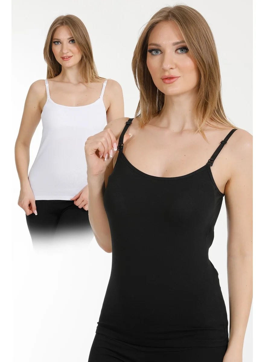 Par Lingerie 2-Piece Maternity Nursing Tank Top Black-White
