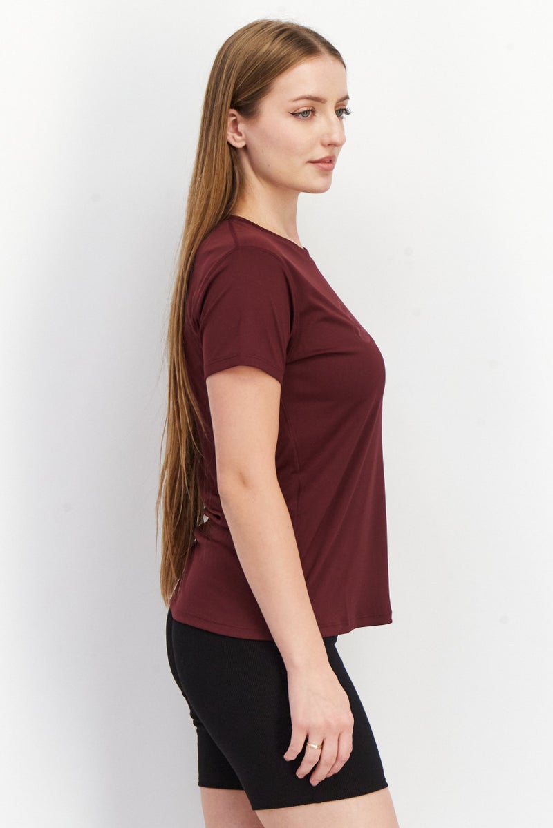 asics Women Sportswear Fit Short Sleeves Brand Logo T-Shirt, Maroon - Image 4