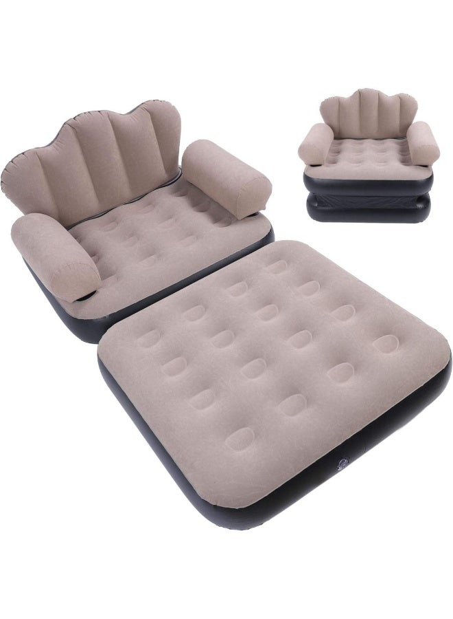 Tradeo Inflatable Sofa Bed Mattress – Soft Flocked Couch, Foldable & Portable for Travel, Camping, Outdoors & Home Use - Image 1