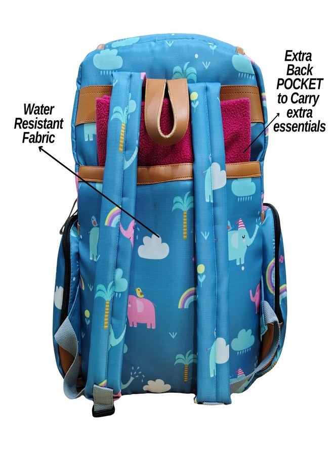 Tip 'n' Top Baby Diaper Backpack cum Laptop bag for kids and Working parents (Blue, Elephant) Baby Diaper Organiser Bag - Image 4