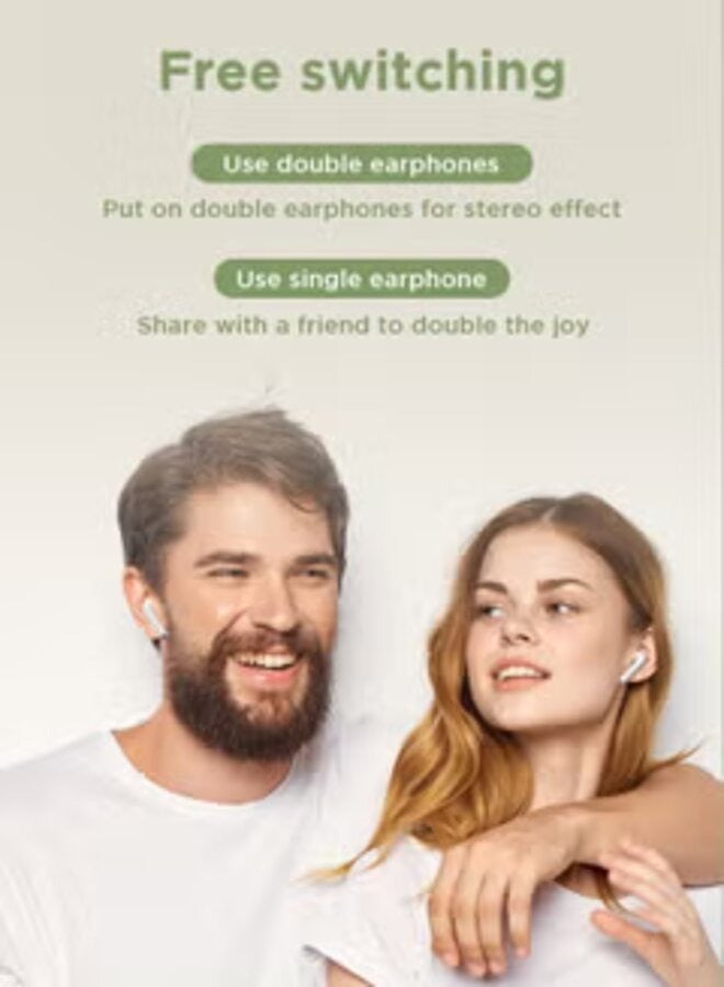 جي آر سماعات أذن لاسلكية JR-T03S مزودة بغطاء سيليكون مضاد لبصمات الأصابع باللون الأبيض - Image 2