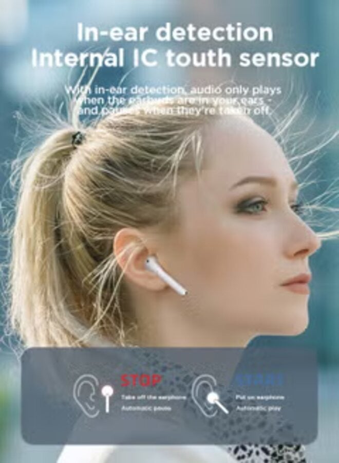 جي آر سماعات أذن لاسلكية JR-T03S مزودة بغطاء سيليكون مضاد لبصمات الأصابع باللون الأبيض - Image 3