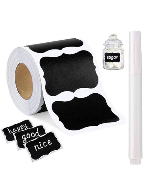 Wavy Shape Chalkboard Labels, Rectangular Erasable and Reusable Chalkboard Labels with Liquid Chalk Marker, 56 Pieces, for Spices, Crafts, Home, Kitchen and Party Decor