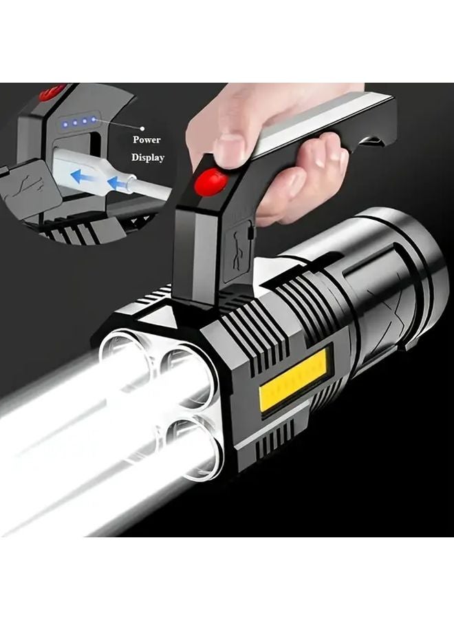 Black High Power LED Flashlight USB Rechargeable Ultra Bright Camping Torch - Image 4