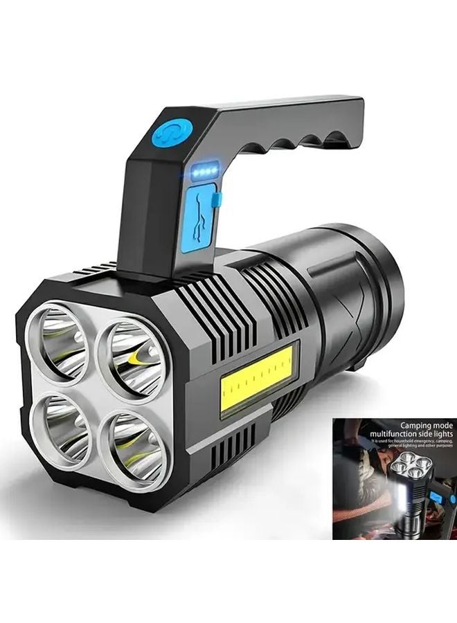 Black High Power LED Flashlight USB Rechargeable Ultra Bright Camping Torch - Image 1