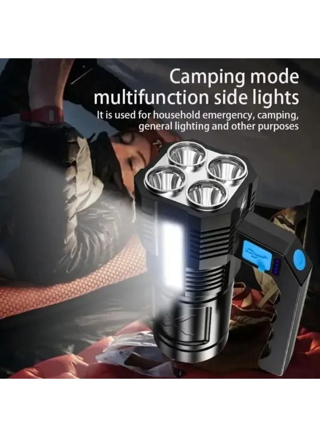 Black High Power LED Flashlight USB Rechargeable Ultra Bright Camping Torch - Image 3