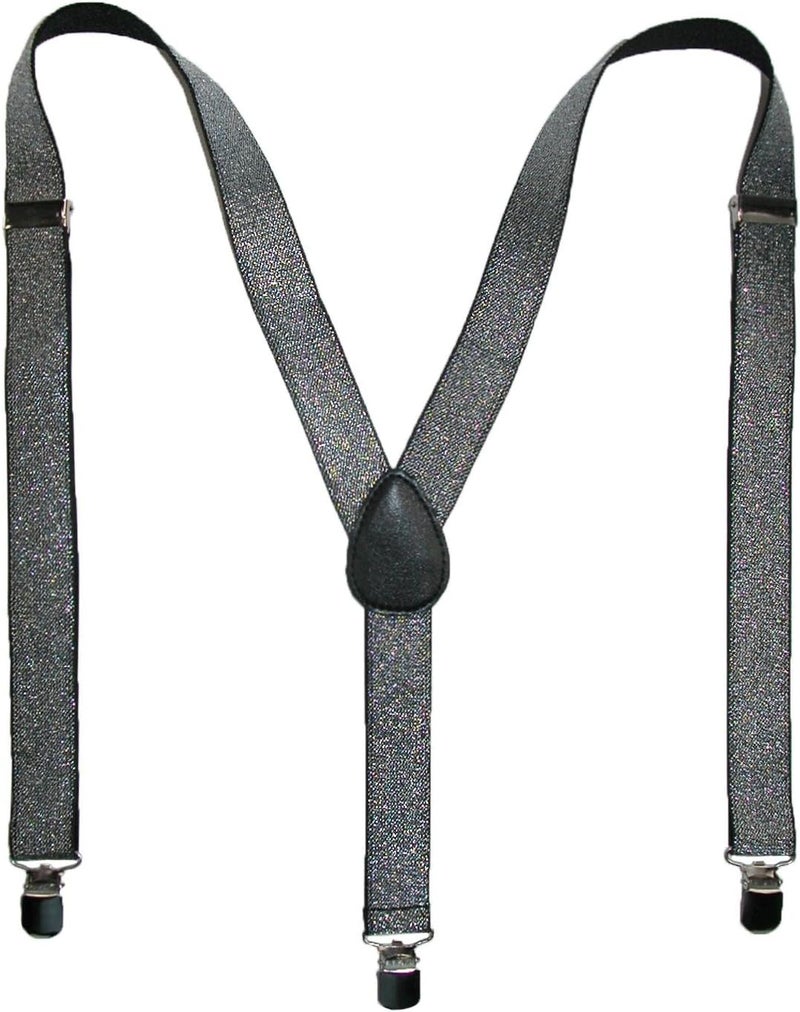 CTM Women's Elastic Glitter Clip-End Suspenders - Image 5