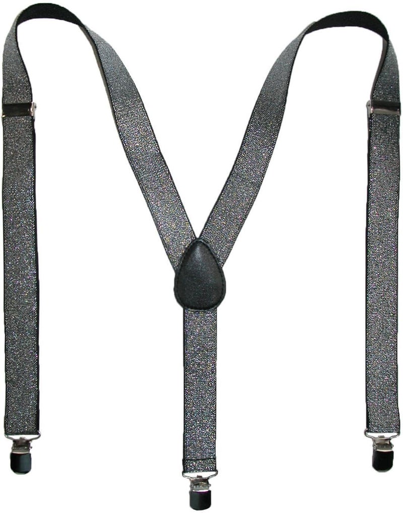 CTM Women's Elastic Glitter Clip-End Suspenders - Image 1