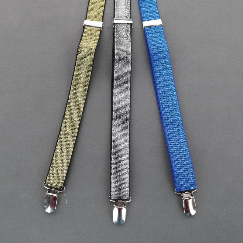 CTM Women's Elastic Glitter Clip-End Suspenders - Image 2