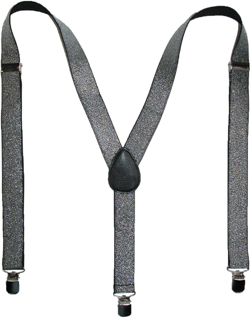 CTM Women's Elastic Glitter Clip-End Suspenders - Image 3