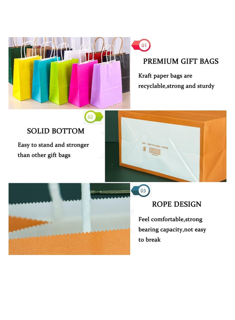 ECVV Gift Bags 48 Pieces Set Eco-Friendly Paper Bags With Handles Bulk Paper Bags Shopping Bags Kraft Bags Retail Bags Party Bags (ORANGE, 21 * 15 * 8 Cm) - Image 2