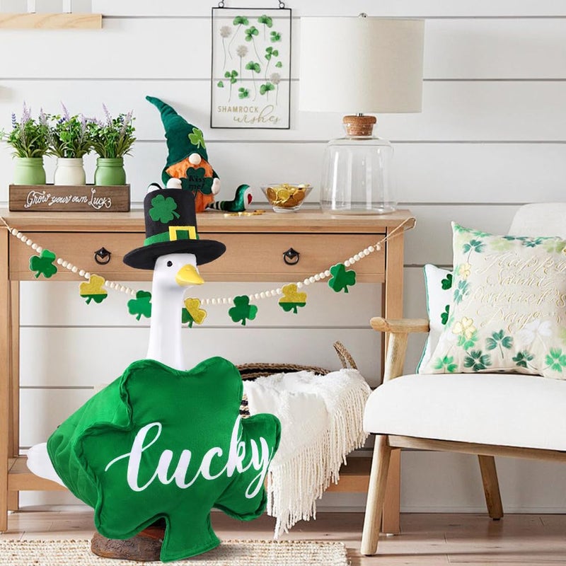 Celltestria St Patrick's Day Goose Outfits for 23" Porch Goose St Patrick Shamrock Lucky Holiday Geese Costume for St Patrick's Day Party Outdoor Patio Yard Lawn Garden Art Decoration - Image 5