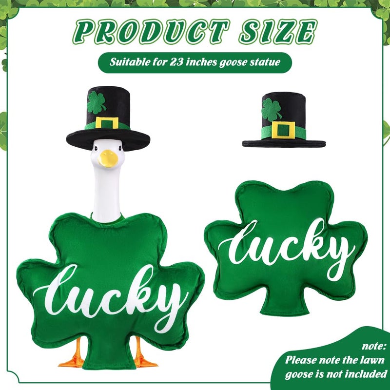 Celltestria St Patrick's Day Goose Outfits for 23" Porch Goose St Patrick Shamrock Lucky Holiday Geese Costume for St Patrick's Day Party Outdoor Patio Yard Lawn Garden Art Decoration - Image 2