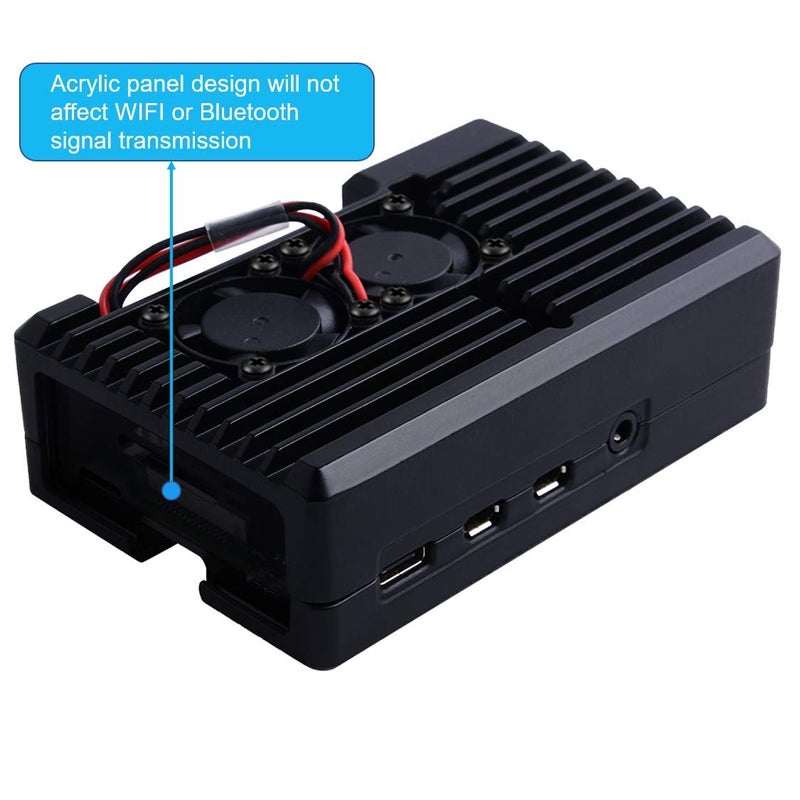 Generic GeeekPi Armor Case with Dual Fan for Raspberry Pi 4, Pi 4 Passive Aluminum Alloy Case with Cooling Fan for Raspberry Pi 4 Model B (2510 Fan)  - Image 2