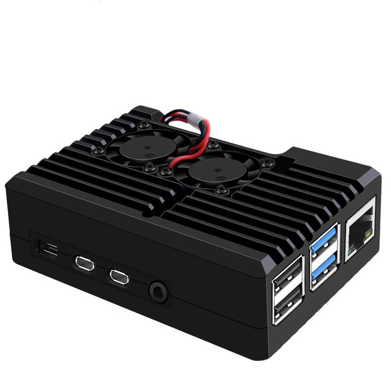 Generic GeeekPi Armor Case with Dual Fan for Raspberry Pi 4, Pi 4 Passive Aluminum Alloy Case with Cooling Fan for Raspberry Pi 4 Model B (2510 Fan)  - Image 1