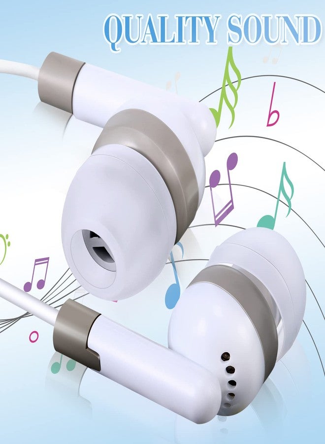 Konohan 100 Pcs Bulk Earbuds for Classroom, Student Basic Headphones in Ear for Kids Schools Libraries Laptop, 3.5 MM Earbuds Dot Headphones, Individually Bagged (White) - Image 4