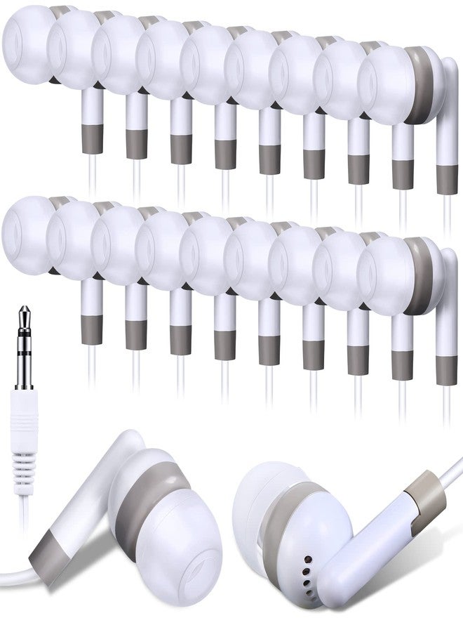 Konohan 100 Pcs Bulk Earbuds for Classroom, Student Basic Headphones in Ear for Kids Schools Libraries Laptop, 3.5 MM Earbuds Dot Headphones, Individually Bagged (White) - Image 1