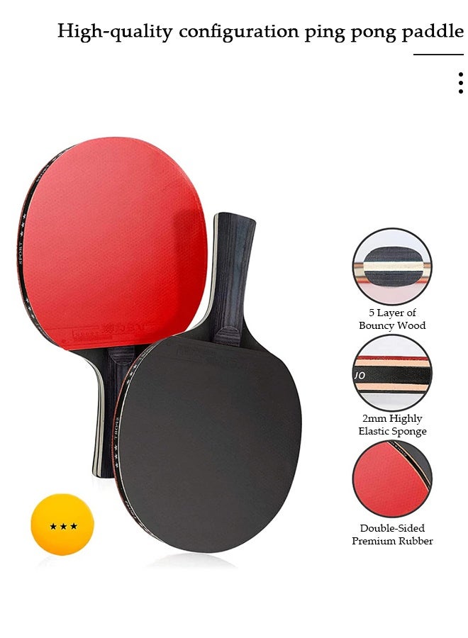 DUNISO Ping Pong Paddles Set High-Performance Table Tennis Paddle with Premium Ping Pong Balls With Storage Case 2 Players Table Tennis Racket Set For Indoor & Outdoor Games - Image 5