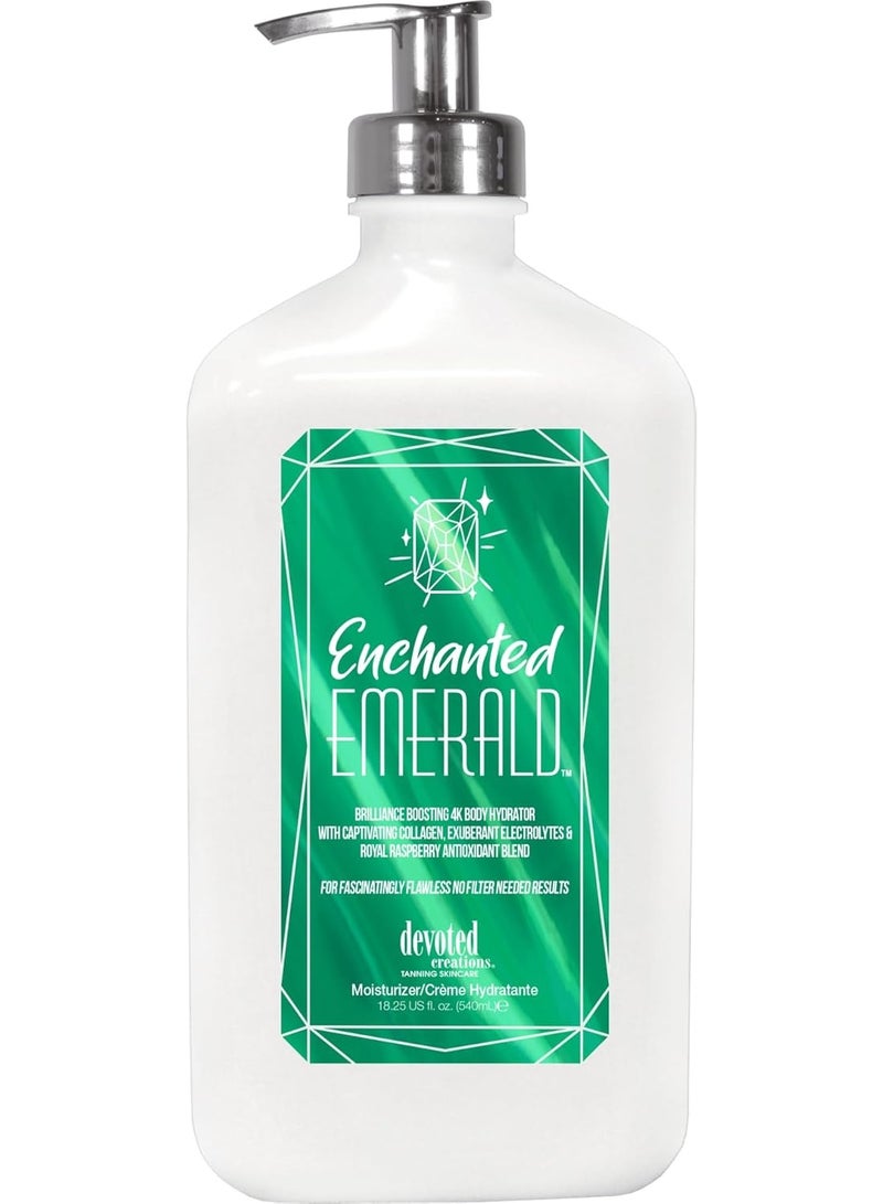 Devoted Creations Enchanted Emerald Moisturizer - Brilliance Boosting 4K Body Hydrator with Captivating Collagen, Exuberant Electrolytes & Royal Raspberry Antioxidant Blend 18.25 oz.