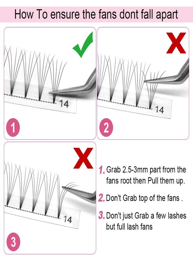 PRO LASHBEAUTY Premade Volume Eyelash Extensions 5D-C-0.07-13 Short Stem Premade Fans Eyelash Extensions 9 to 20 mm Pre made Lash Fans 3D 5D 7D Volume Lash Extensions .07 .10 C D Curl(13 mm, 5D-C-0.07) - Image 5