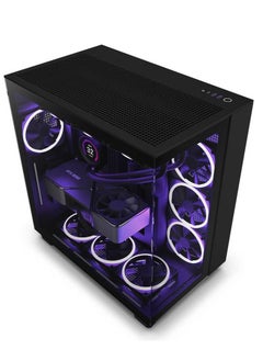 NZXT NZXT H9 Flow Dual-Chamber Mid-Tower ATX Gaming PC Case, High-Airflow Top Panel, Temp Glass Front & Side, Up to 360mm Radiator & 10x 120mm Fans Support, USB 3.2 Type-C & A Ports, Black | CM-H91FB-01  - Image 1