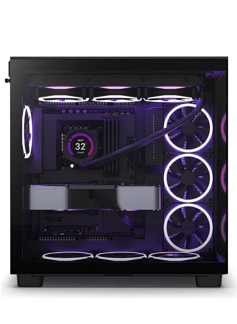 NZXT NZXT H9 Flow Dual-Chamber Mid-Tower ATX Gaming PC Case, High-Airflow Top Panel, Temp Glass Front & Side, Up to 360mm Radiator & 10x 120mm Fans Support, USB 3.2 Type-C & A Ports, Black | CM-H91FB-01  - Image 2