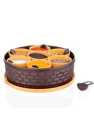 صناديق NOG Masala للمطبخ البلاستيكية المستديرة 7 أقسام متعددة الأغراض مجموعة صناديق Masala Rangoli Dabba، مجموعة صناديق التوابل وبرطمانات التوابل ومنظم التوابل والتوابل متعدد الألوان - pzsku/Z8114242360660C73E5C4Z/45/_/1688706556/18857936-6e61-4bbc-8a8f-4d4775c0ad2b