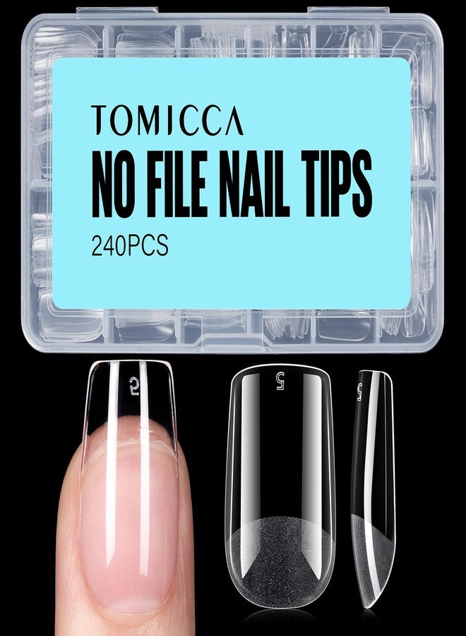 TOMICCA Short Square Nail Tips, 240Pcs Half Matte Press on Full Cover Acrylic Nails, 12 Sizes Soft Acrylic Fake Nail Tips for Nail Extension Art Home DIY Nail Salon - Image 1